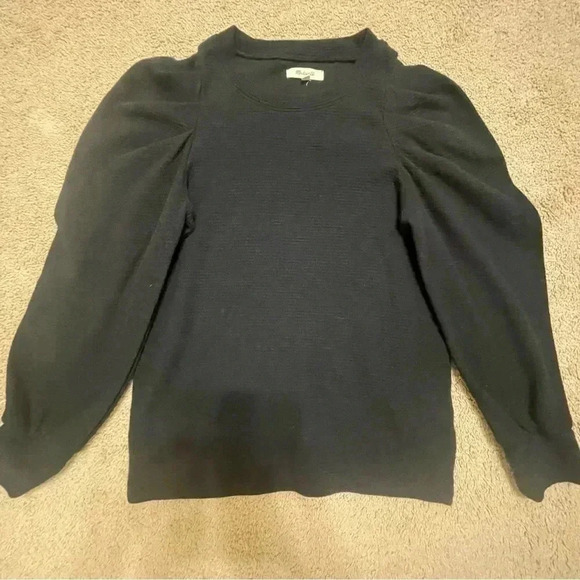 Madewell Pleated Statement-Sleeve Top in Black Size Extra Small - Picture 1 of 12